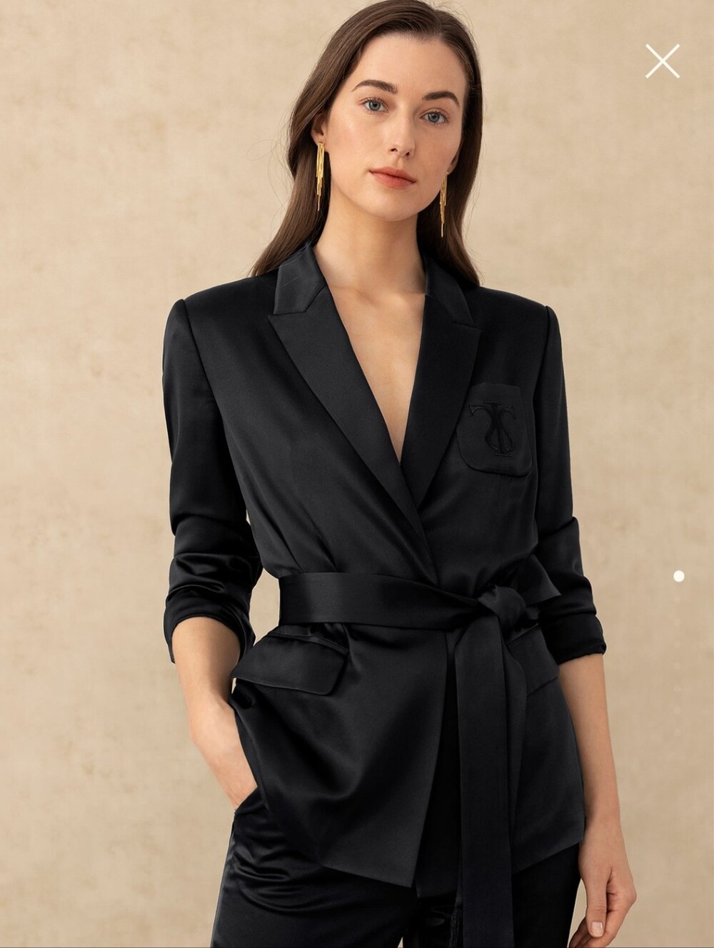 Lilysilk Alpina Black 100% Silk Charmeuse Blazer - Size 4 - Luxury - NO SASH
